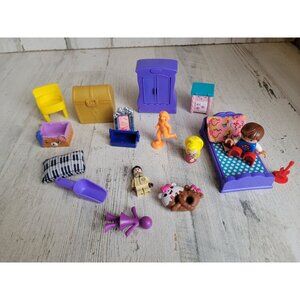 Doll accessory bed cabinet mini guitar pillow chest picture frame set toy‎